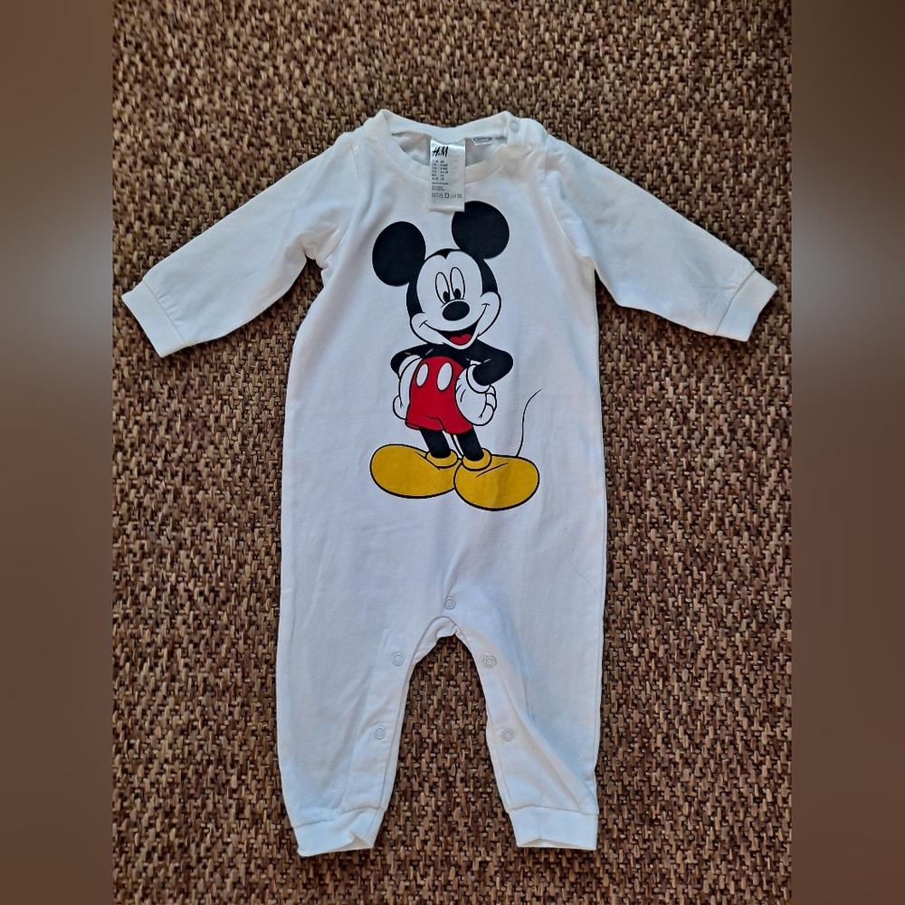 Disney Mickey Mouse White One Piece Baby Cotton PJ Adventure or Not